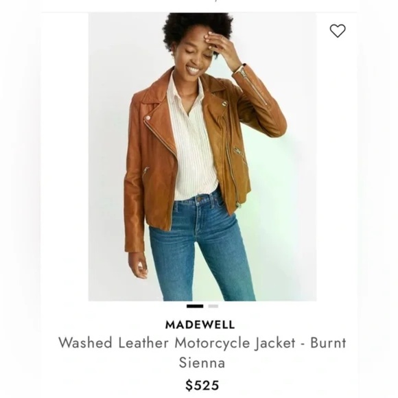 Madewell NWT Washed Leather Moto Jacket Genuine Leather Burnt Sienna Size M - Picture 11 of 11
